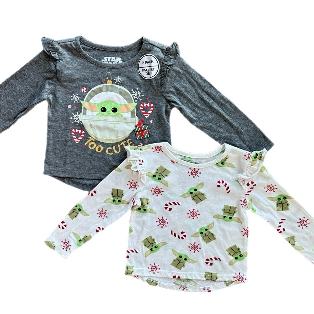 NWT Star  Wars Baby Yoda Christmas Long Sleeve Tee Shirt Bundle 2T Girls